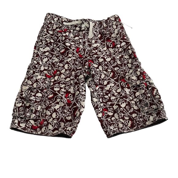 Skull Pirates Swim Trunks Mens' Small Size 28 Brown White Skate Board Shorts - Picture 1 of 3